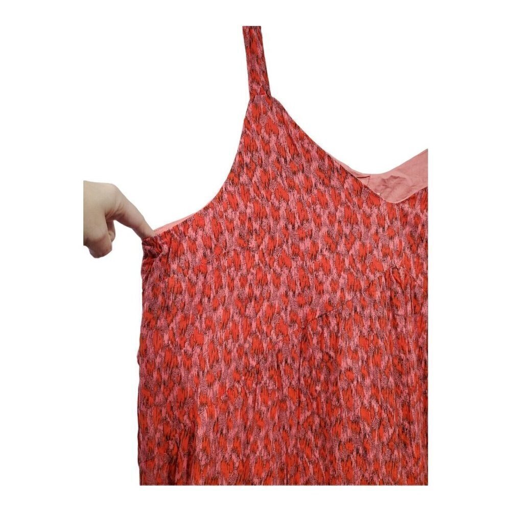 NWT Joie Women's Maxi Dress XL Red Animal Print Orange Pink Midi Tea Ros… - Picture 13 of 15